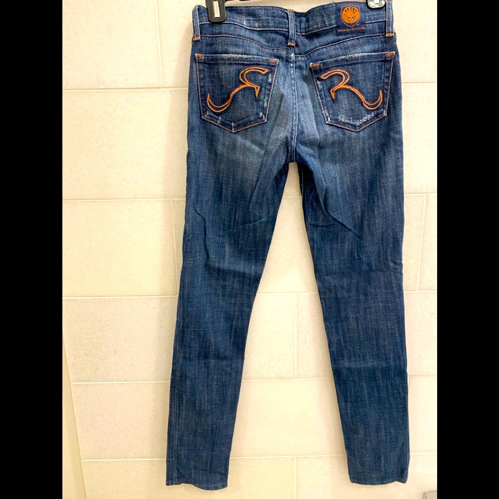 Rock & Republic distressed straight leg jeans, size 25